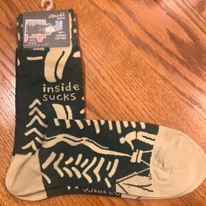 Blue Q Mens Cotton Crew Socks ”Inside Sucks” Camping